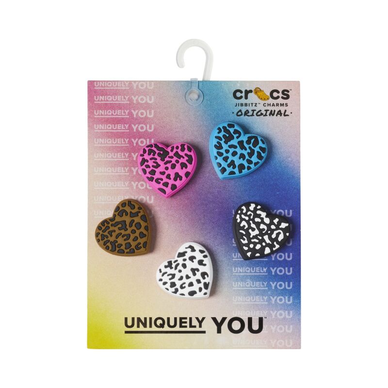 Crocs™ Jibbitz Leopard Animal Print Heart 5 Pack 