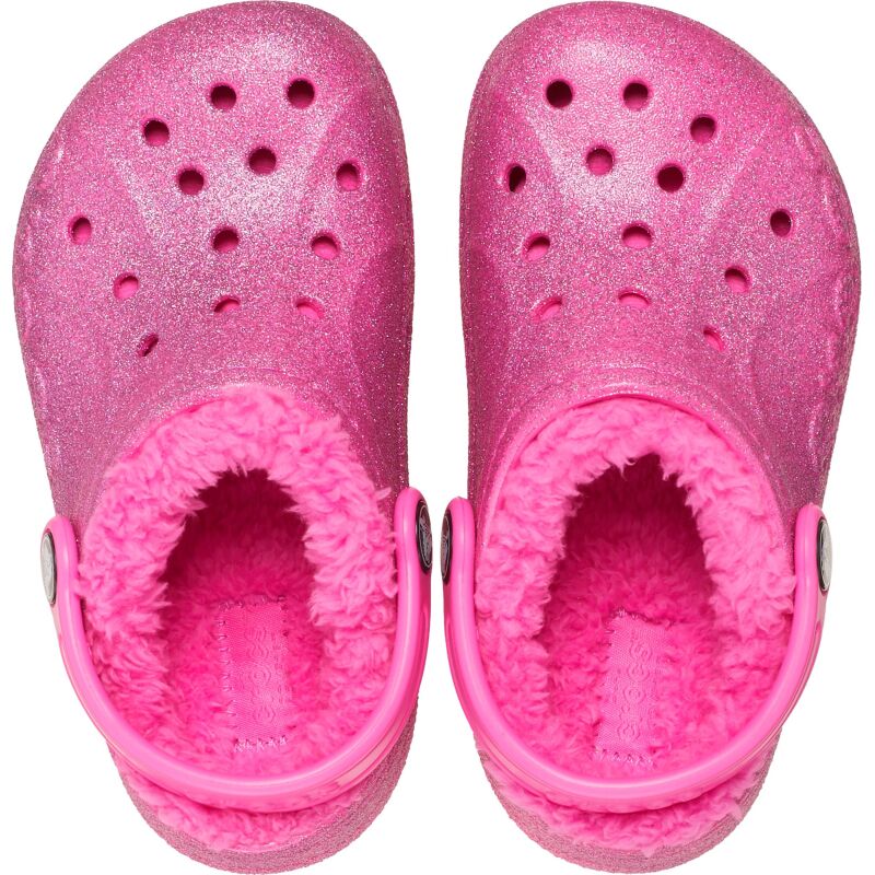 Crocs™ Baya Lined Glitter Clog Toddler's Electric Pink