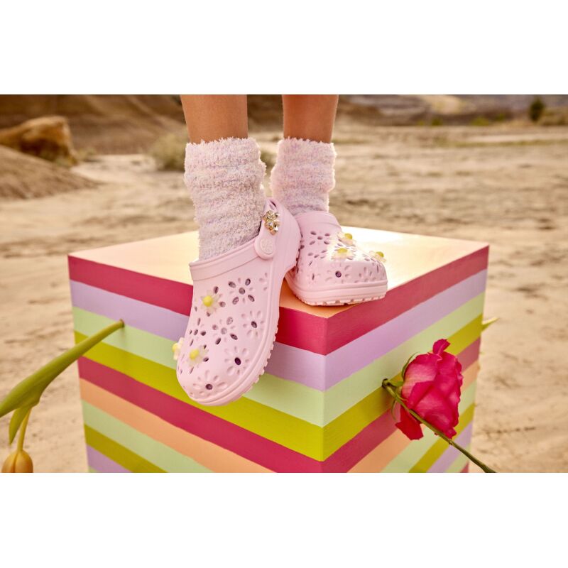 Crocs™ Classic Floral Cut Out Clog Kids' Pink Milk