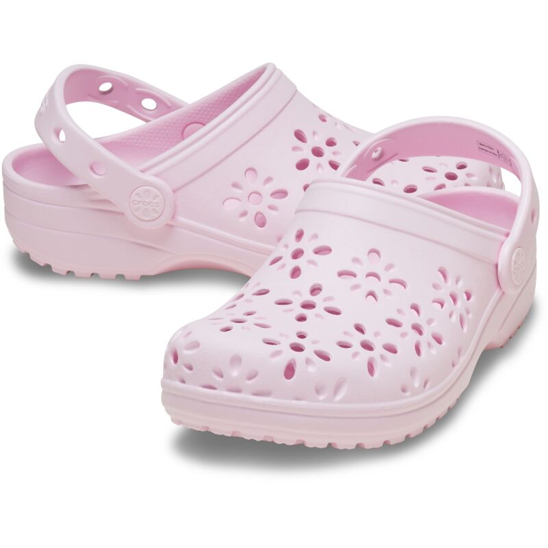 Crocs™ Classic Floral Cut Out Clog Kids' Pink Milk
