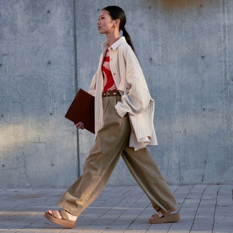 Crocs™ Brooklyn Sandal Low Wedge Women's Latte