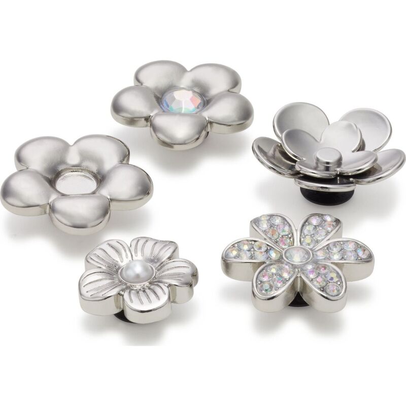 Crocs™ Jibbitz Monochrome Slvr Flwrs 5 Pack 