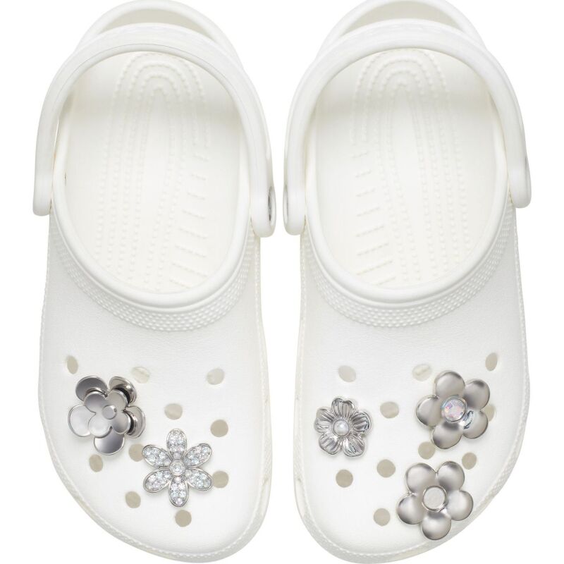 Crocs™ Jibbitz Monochrome Slvr Flwrs 5 Pack 